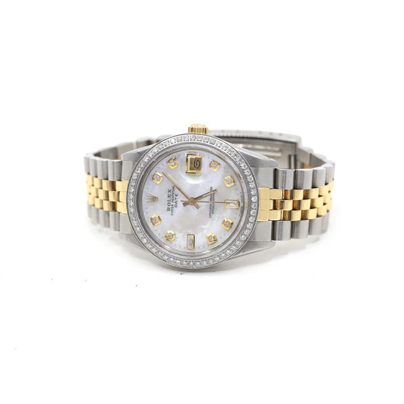 Rolex Oyster Perpetual Date Pearl Gold and Diamonds Watch - Picture 8 of 9